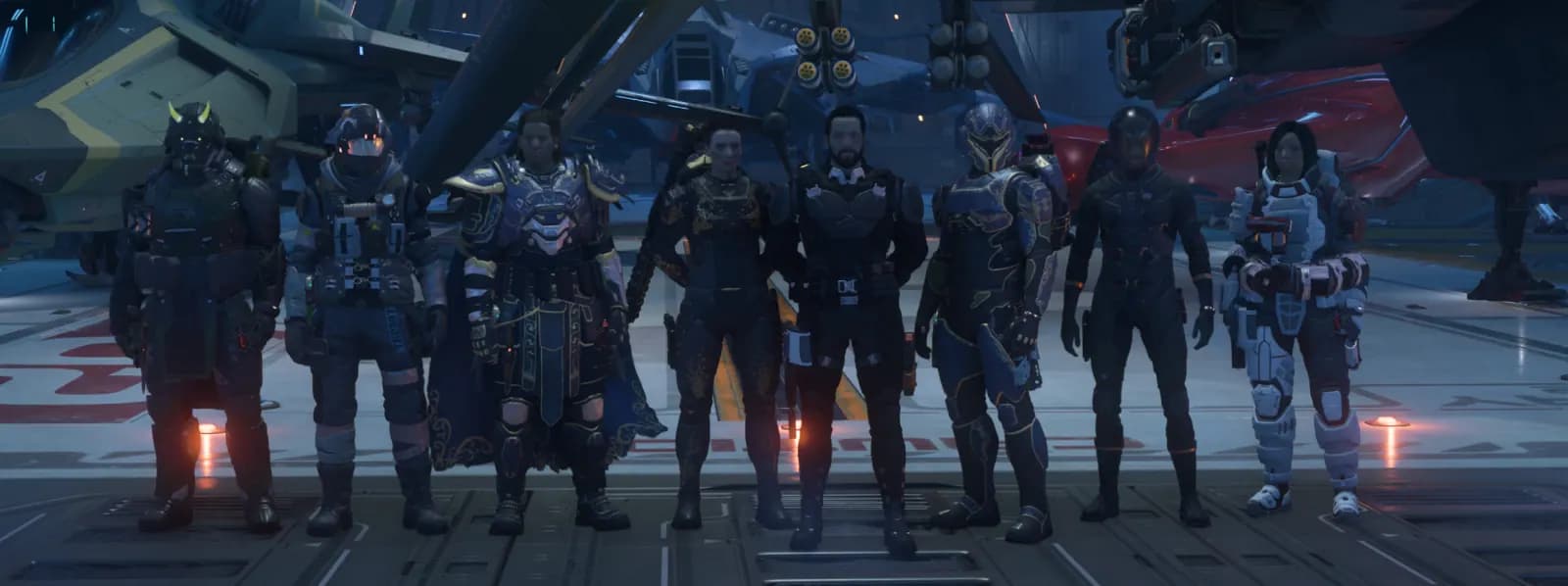PTF crew in the Blood Asp hangar before the Nyx jump