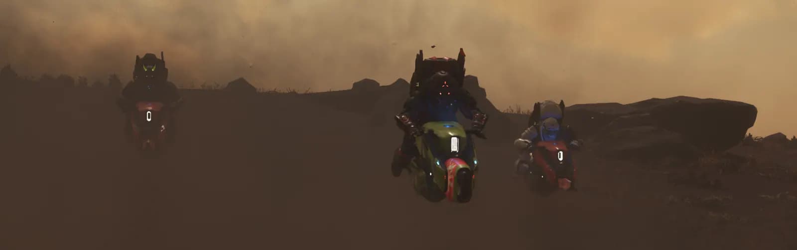 Speeders racing across the Loreville outskirts